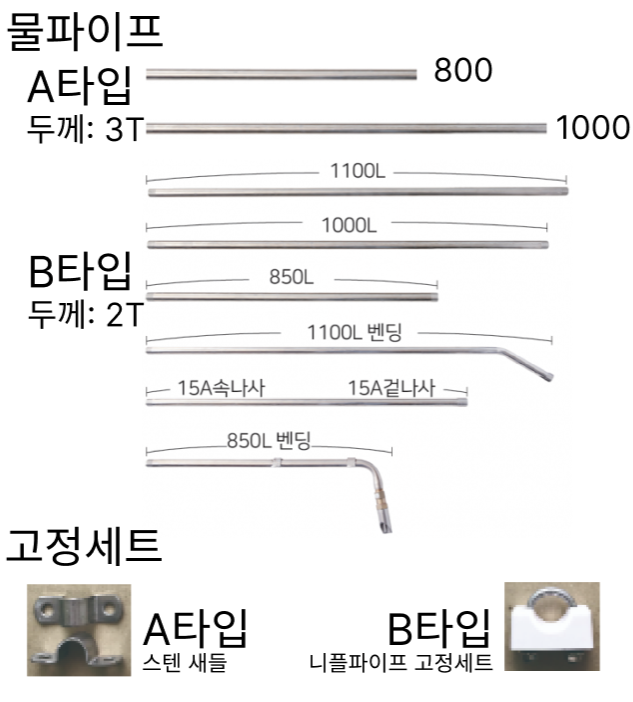 물파이프 및 고정세트